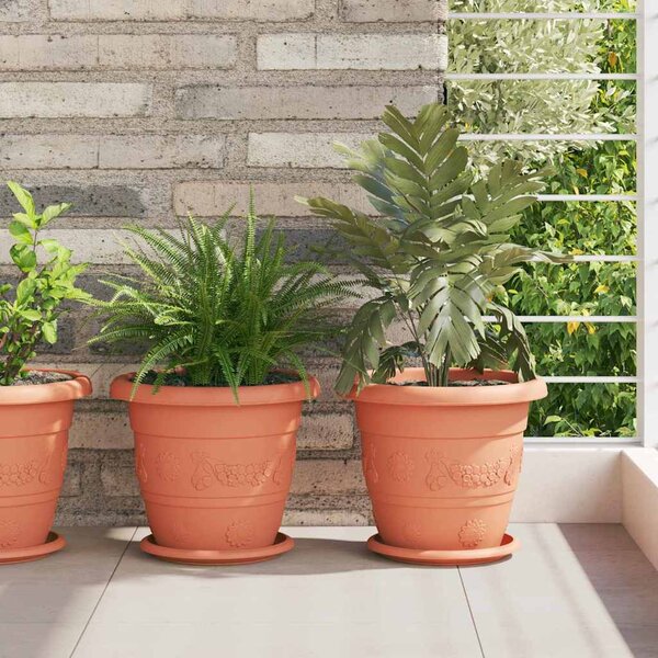 Kerek Virág Tálca 6 pcs Tégla Vörös Ø 19 x 2 cm Műanyag