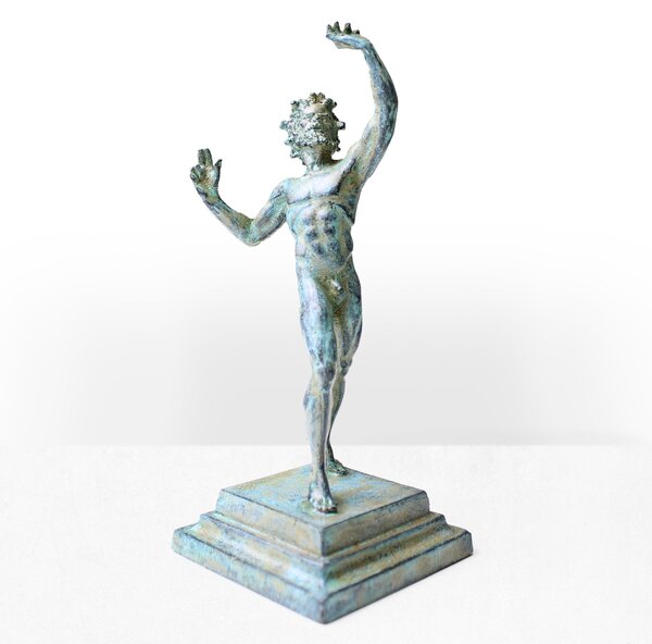 Táncoló Faun Szobor (Bronz) kis miniszobor zöld múzeum