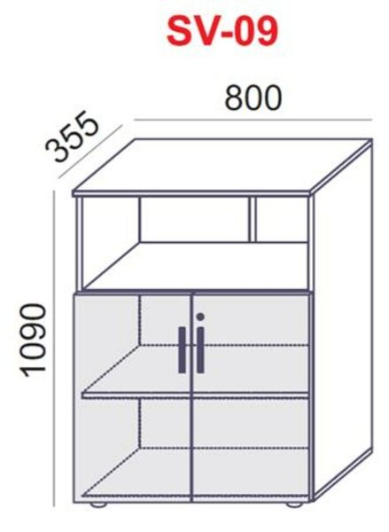 Szekrény, 3 rendező magas, kombinált, polcos, MAYAH Freedom SV-09, kőris (IBXSZ09K)