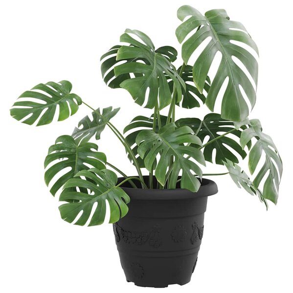 VidaXL Kerek Virágcserép 6 pcs Fekete Ø 26 x 21,5 cm Műanyag