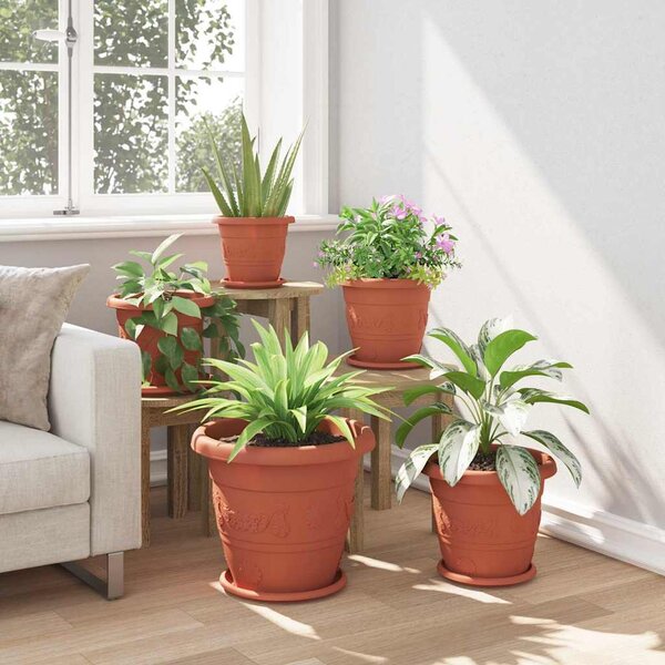 Kerek Virág Tálca 6 pcs Tégla Vörös Ø 27 x 2,5 cm Műanyag