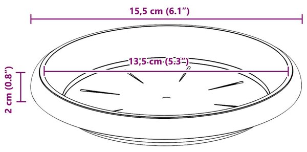 VidaXL Kerek Virág Tálca 6 pcs Fekete Ø 15,5 x 2 cm Műanyag