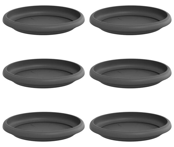 VidaXL Kerek Virág Tálca 6 pcs Fekete Ø 15,5 x 2 cm Műanyag