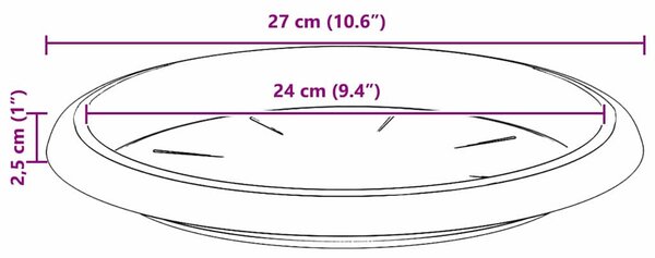 Kerek Virág Tálca 6 pcs Tégla Vörös Ø 27 x 2,5 cm Műanyag