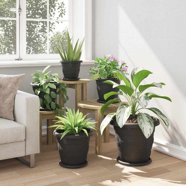 Kerek Virág Tálca 24 pcs Fekete Ø 21,5 x 2,5 cm Műanyag