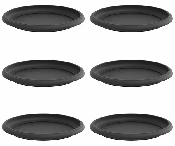 Kerek Virág Tálca 6 pcs Fekete Ø 19 x 2 cm Műanyag