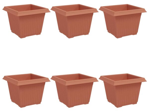 Négyzet Virágcserép 6 pcs Tégla Vörös 23 x 23 x 17,5 cm Műanyag