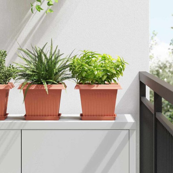 Négyzet Virágcserép 6 pcs Tégla Vörös 23 x 23 x 17,5 cm Műanyag