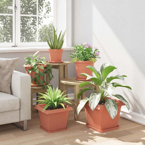 VidaXL Négyzet Virágcserép 6 pcs Tégla Vörös 28,5 x 28,5 x 22 cm