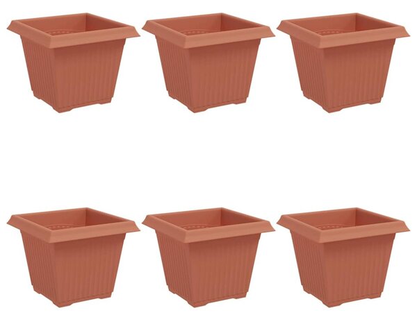 VidaXL Négyzet Virágcserép 6 pcs Tégla Vörös 20 x 20 x 16 cm Műanyag