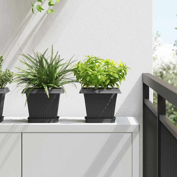 Négyzetes Virágtálca 6 pcs Fekete 15 x 15 x 2 cm Műanyag