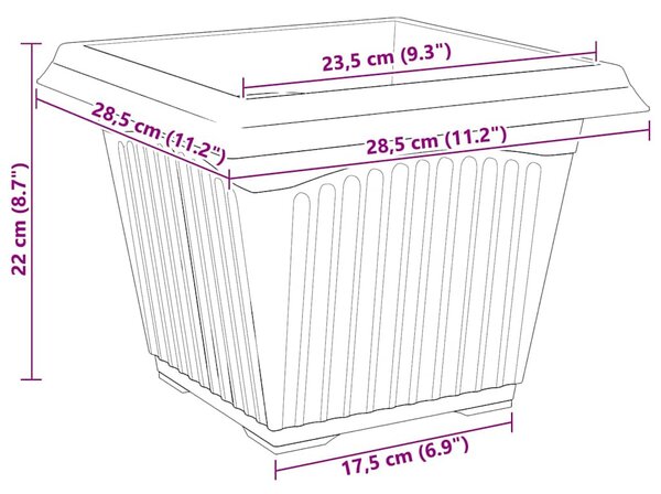 VidaXL Négyzet Virágcserép 6 pcs Tégla Vörös 28,5 x 28,5 x 22 cm