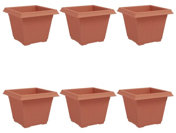 VidaXL Négyzet Virágcserép 6 pcs Tégla Vörös 28,5 x 28,5 x 22 cm