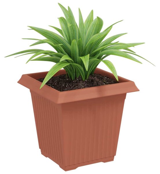 VidaXL Négyzet Virágcserép 24 pcs Tégla Vörös 16 x 16 x 14 cm Műanyag
