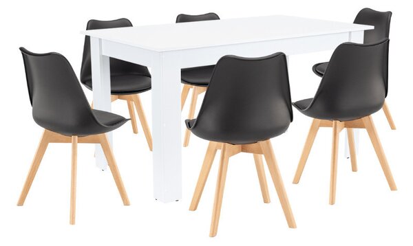 Zara 6+1 étkező garnitúra fekete-fehér
