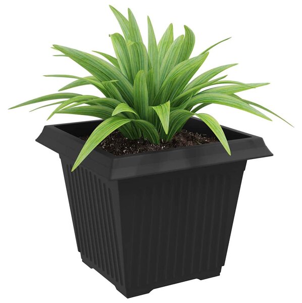 VidaXL Négyzet Virágcserép 24 pcs Fekete 43 x 43 x 33,5 cm Műanyag
