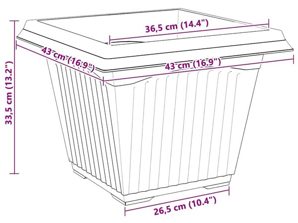 VidaXL Négyzet Virágcserép 24 pcs Fekete 43 x 43 x 33,5 cm Műanyag