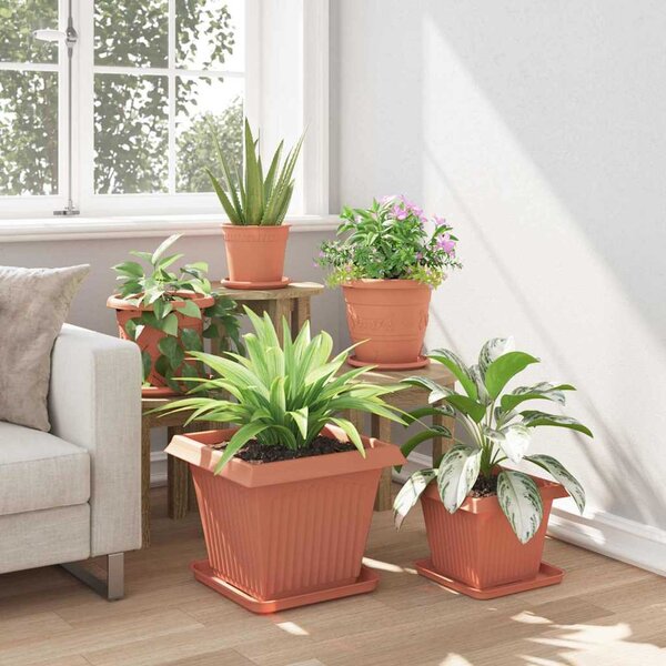 VidaXL Négyzet Virágcserép 24 pcs Tégla Vörös 38 x 38 x 30 cm Műanyag
