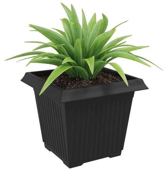 VidaXL Négyzet Virágcserép 24 pcs Fekete 33 x 33 x 26 cm Műanyag