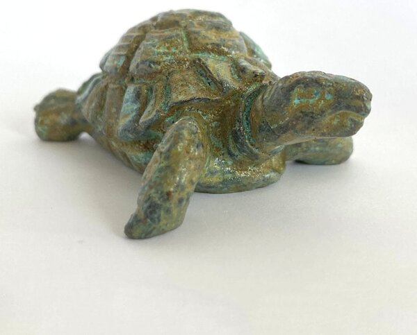 Teknős Szobor (Bronz) kis miniszobor zöld múzeum ajándék
