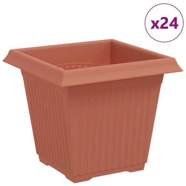 VidaXL Négyzet Virágcserép 24 pcs Tégla Vörös 16 x 16 x 14 cm Műanyag