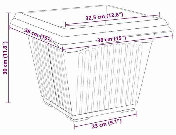 VidaXL Négyzet Virágcserép 24 pcs Tégla Vörös 38 x 38 x 30 cm Műanyag