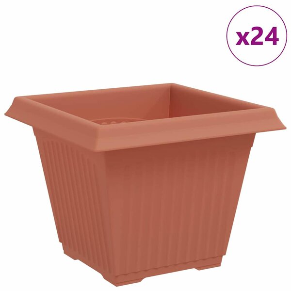 VidaXL Négyzet Virágcserép 24 pcs Tégla Vörös 38 x 38 x 30 cm Műanyag