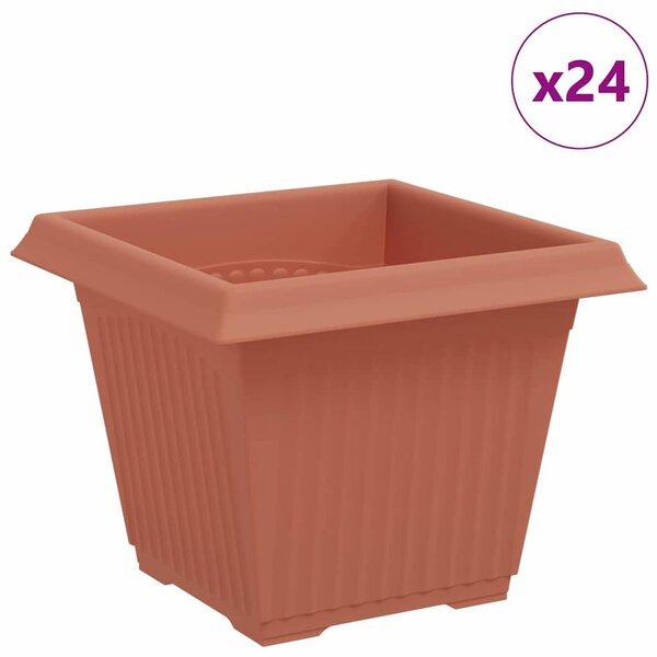 VidaXL Négyzet Virágcserép 24 pcs Tégla Vörös 33 x 33 x 26 cm Műanyag