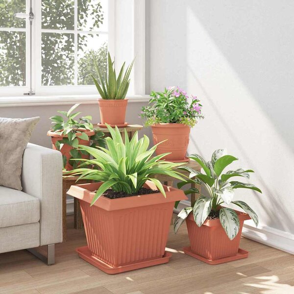 VidaXL Négyzet Virágcserép 24 pcs Tégla Vörös 43 x 43 x 33,5 cm