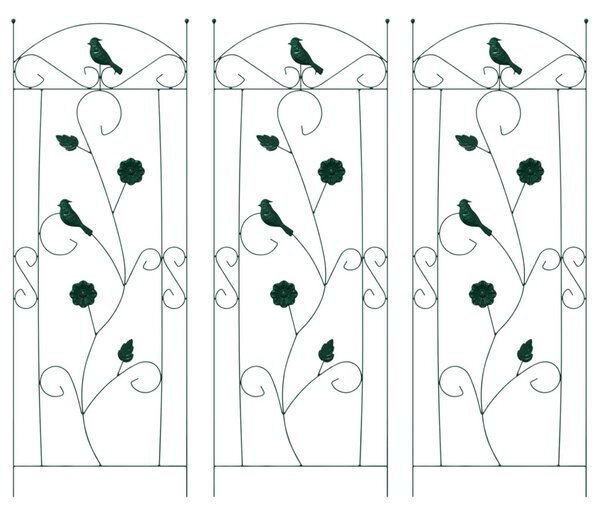 Kerti Kerítés 3 pcs Zöld 110 x 40 cm Acél