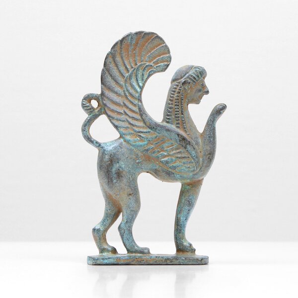 Görög Szfinx Szobor (Bronz) kis miniszobor zöld múzeum