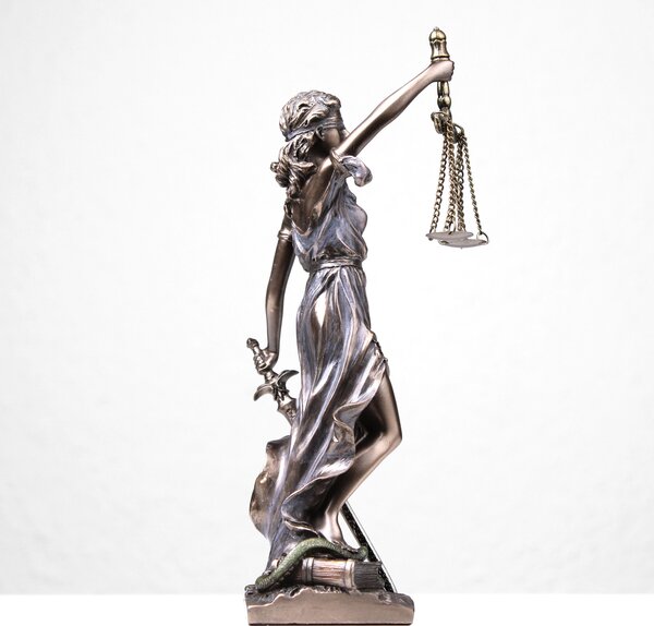 Justitia Szobor (Hidegen öntött bronz) beltéri görög római istennő