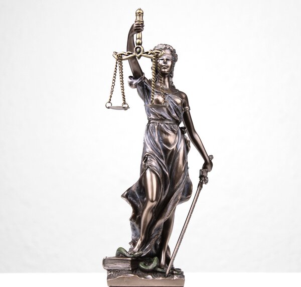 Justitia Szobor (Hidegen öntött bronz) beltéri görög római istennő