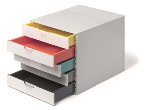 Irattároló, műanyag, 5 fiókos, DURABLE VARICOLOR&reg; 5, fehér (DB762527)