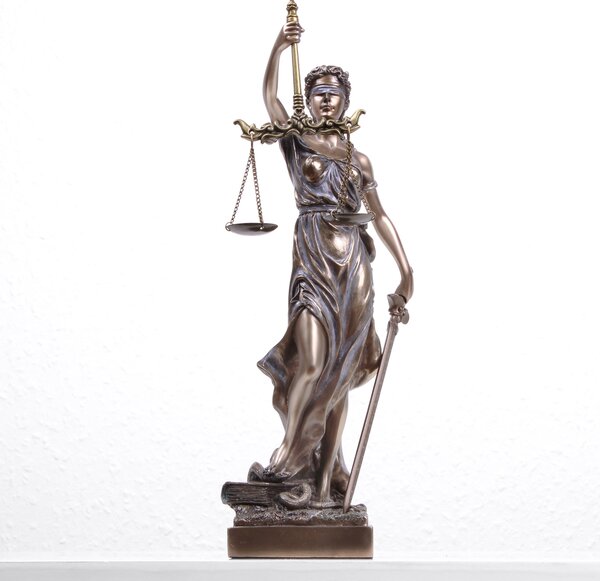 Lady Justice Szobor Justitiáról (Hidegen öntött bronz) beltéri