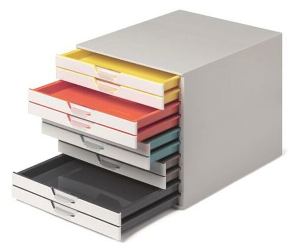 Irattároló, műanyag, 10 fiókos, DURABLE VARICOLOR&reg; 10, fehér (DB763027)