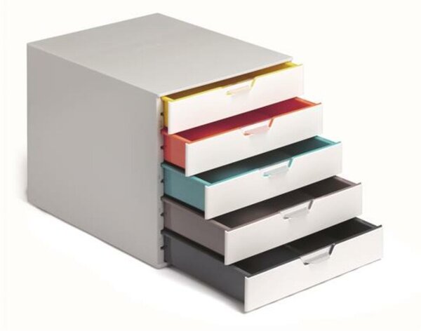 Irattároló, műanyag, 5 fiókos, DURABLE VARICOLOR&reg; 5, fehér (DB762527)