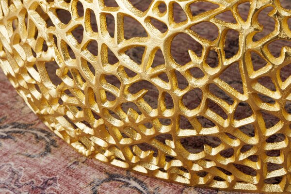 LEAF arany dohányzóasztal 75cm, akácfa asztallap