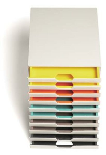Irattároló, műanyag, 10 fiókos, DURABLE VARICOLOR&reg; 10, fehér (DB763027)