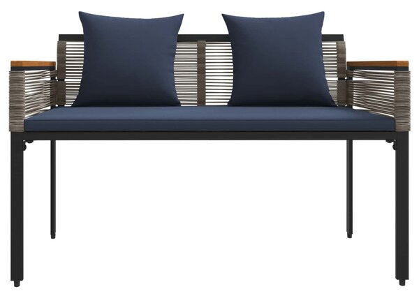 Kerti pad Szürke és sötétkék 117 x 54 x 74.5 cm polirattan