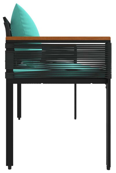 Kerti pad Fekete és Türkiz 117 x 54 x 74.5 cm polirattan