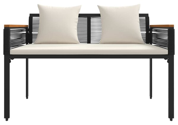 Kerti pad Fekete és krémfehér 117 x 54 x 74.5 cm polirattan
