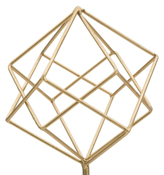 Aranyszínű Geometrikus Kocka Dekoráció (Modern Szobor)