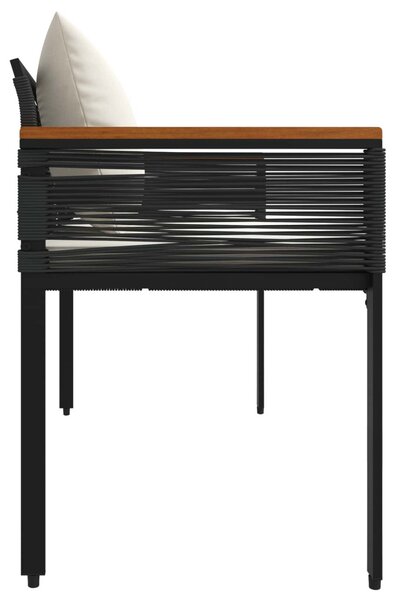 Kerti pad Fekete és krémfehér 117 x 54 x 74.5 cm polirattan