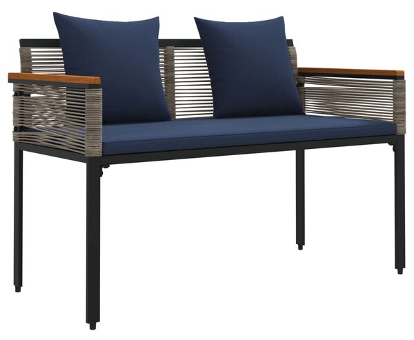 Kerti pad Szürke és sötétkék 117 x 54 x 74.5 cm polirattan