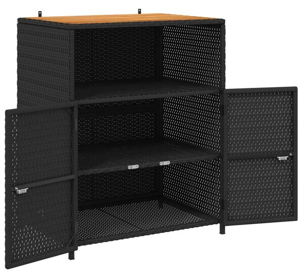 Cabinet Fekete 70 x 50 x 87 cm Poliészter és Roly Rattan