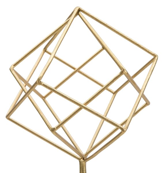 Nagy Aranyszínű Geometrikus Kocka Dekoráció (Modern Szobor)