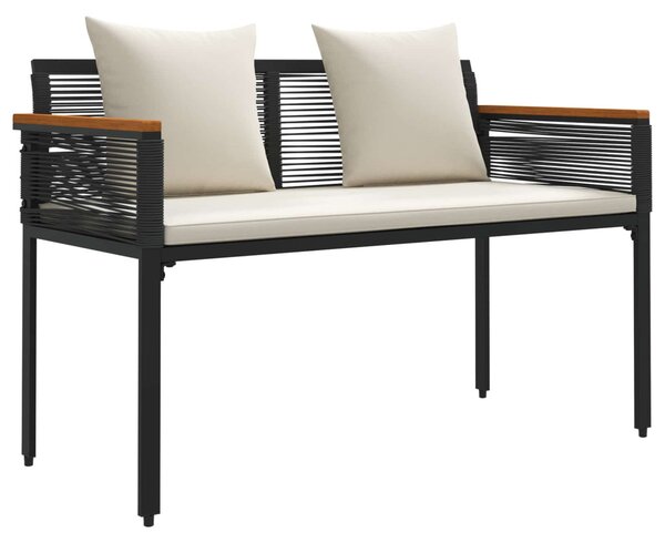 Kerti pad Fekete és krémfehér 117 x 54 x 74.5 cm polirattan
