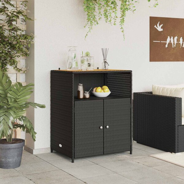 Cabinet Fekete 70 x 50 x 87 cm Poliészter és Roly Rattan