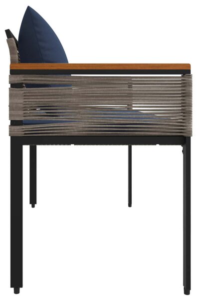 Kerti pad Szürke és sötétkék 117 x 54 x 74.5 cm polirattan